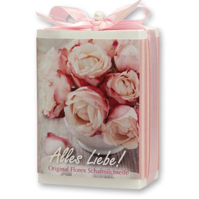 Sheep milk soap 150g in a box "Alles Liebe", Magnolia 