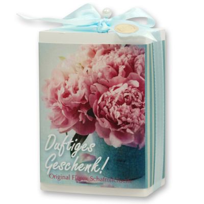 Sheep milk soap 150g in a box "Duftiges Geschenk", Peony 