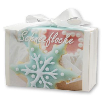 Sheep milk soap 150g in a box "Schneeflocke", Christmas rose white 