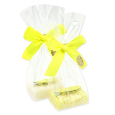 Sheep milk viennese guest soap 25g decorated with a fish in a cellophane bag, classic/grapefruit 