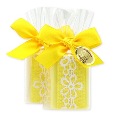 Sheep milk guest soap 25g decorated with a ribbon in a cellophane bag, Classic/Grapefruit 