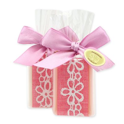 Sheep milk guest soap 25g decorated with a ribbon in a cellophane bag, Classic/peony 