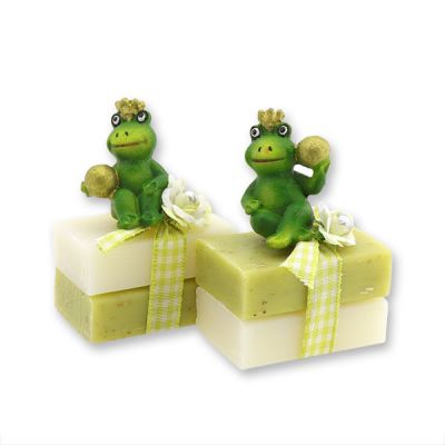 Schafmilchseife Wiener Gästeseife 2x25g dekoriert mit Froschkönig, Classic/Eisenkraut 