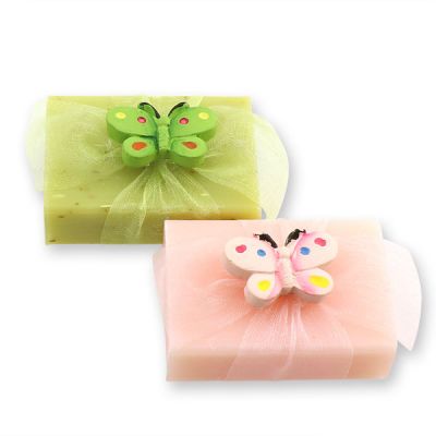 Sheep milk guest soap 25g, decorated with a butterfly, Verbena/peony 