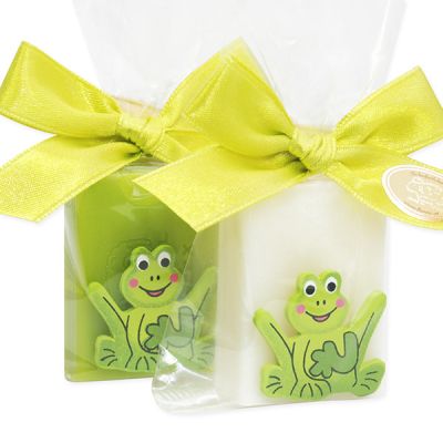 Sheep milk guest soap 25g, decorated with a frog in a cellophane, Classic/pear 