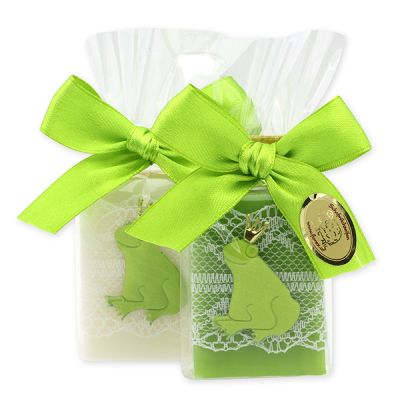 Sheep milk guest soap 25g decorated with a frog in a cellophane bag, Classic/pear 
