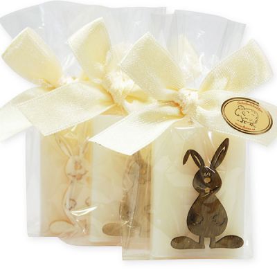 Sheep milk guest soap 25g, decorated with a rabbit in a cellophane, Classic 