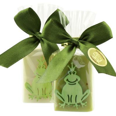 Sheep milk guest soap 25g, decorated with a frog in a cellophane, Classic/verbena 