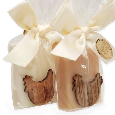 Sheep milk guest soap 25g, decorated with a hen in a cellophane, Classic/quince 