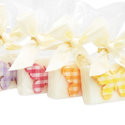 Sheep milk guest soap 25g decorated with a butterfly in a cellophane, Classic 