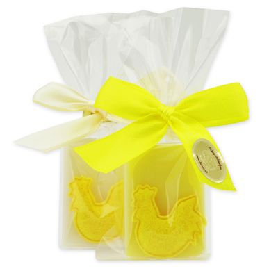 Schafmilchseife Wiener Gästeseife 25g dekoriert mit Filzhenne in Cello, Classic/Grapefruit 