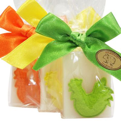 Sheep milk guest soap 25g, decorated with a rooster in a cellophane, Classic 