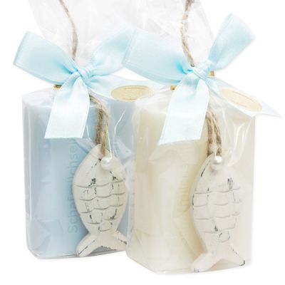 Sheep milk soap 100g decorated with a fish in a cellophane, Classic/forget-me-not 