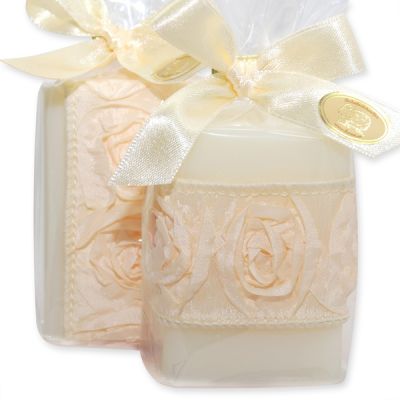 Sheep milk soap 100g, decorated with rose ribbon in a cellophane, Classic 