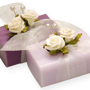 Sheep milk soap 100g decorated with a rose, Lilac/elder 