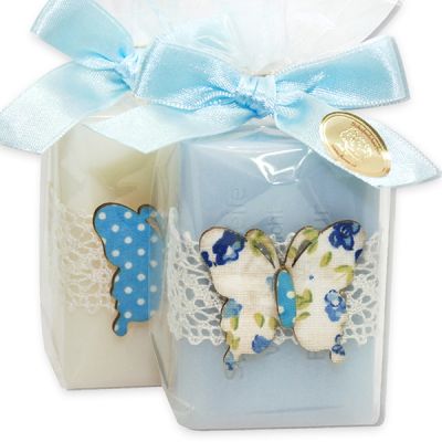 Sheep milk soap 100g decorated with a butterfly in a cellophane, Classic/forget-me-not 