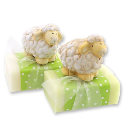 Sheep milk soap 100g, decorated with a sheep, Classic/Meadow flower 