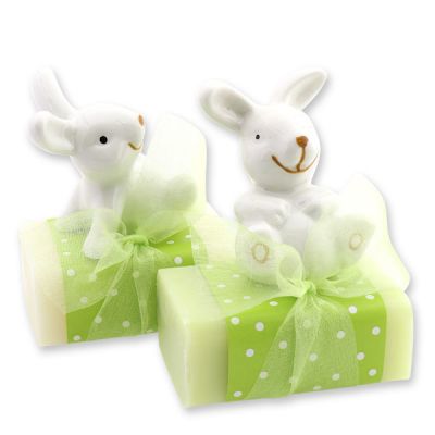 Sheep milk soap 100g decorated with a rabbit, Classic/Meadow flower 