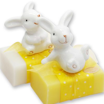 Sheep milk soap 100g, decorated with a rabbit, Classic/cowslip 