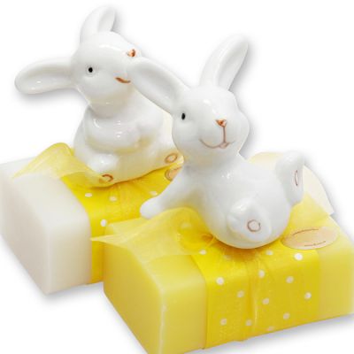 Sheep milk soap 100g decorated with a rabbit, Classic/cowslip 