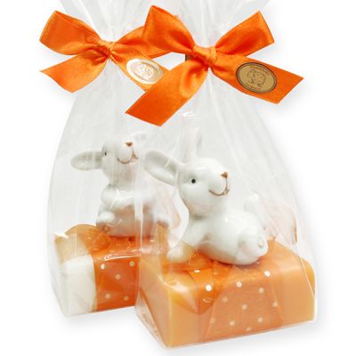 Sheep milk soap 100g, decorated with a rabbit in a cellophane, Classic/orange 