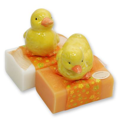 Sheep milk soap 100g, decorated with a chick, Classic/orange 
