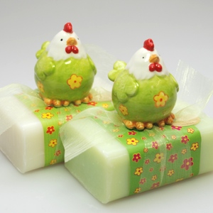 Sheep milk soap 100g decorated with a rooster, Classic/meadow flower 