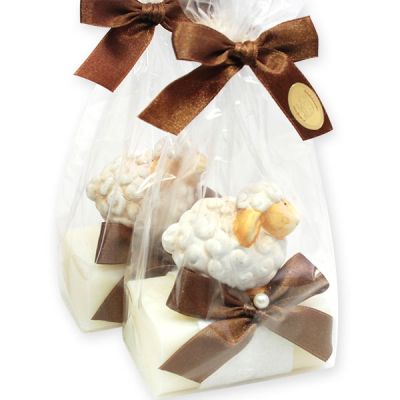 Sheep milk soap 100g, decorated with a sheep packed in a cellophane bag, Classic 