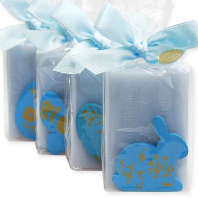 Sheep milk soap 100g decorated with easter motives in a cellophane, Forget-me-not 