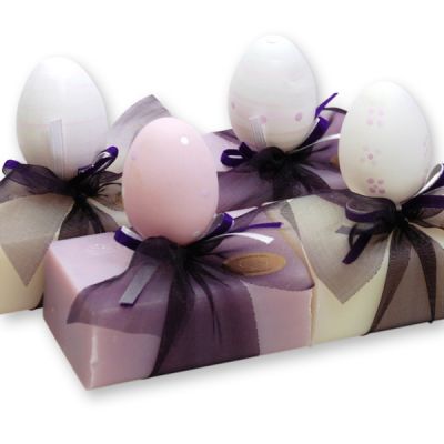 Sheep milk soap 100g decorated with an easter egg, Classic/lilac 