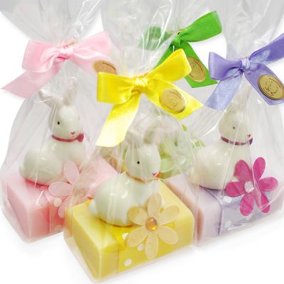 Sheep milk soap 100g decorated with a rabbit in a cellophane, sorted 