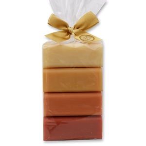 Sheep milk soap 4x100g in a cellophane bag, Sheabutter/ Quince/ Inca nut/ Santal 