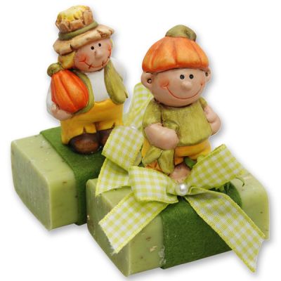 Sheep milk soap 100g decorated with a pumpkin figure, Verbena 
