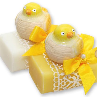Sheep milk soap 100g decorated with a bird, Classic/Grapefruit 