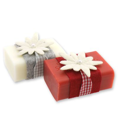 Sheep milk soap 100g decorated with an edelweiss, Edelweiss/pomegranate 