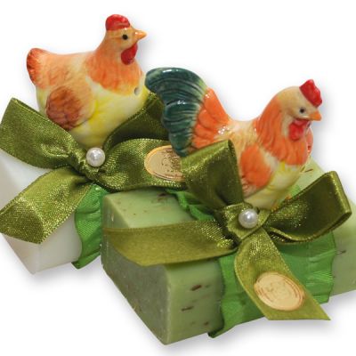Sheep milk soap 100g decorated with a rooster, Classic/verbena 