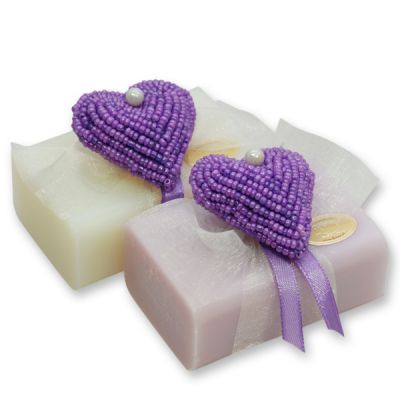 Sheep milk soap 100g decorated with a heart, Classic/lilac 