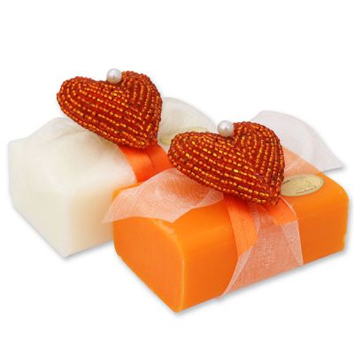 Sheep milk soap 100g, decorated with a heart , Classic/freesia 