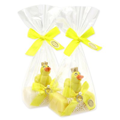 Sheep milk soap 100g decorated with a duck in a cellophane bag, Classic/grapefruit 