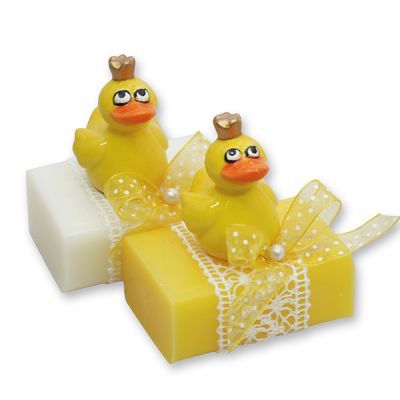 Sheep milk soap 100g, decorated with a duck, Classic/chamomile 
