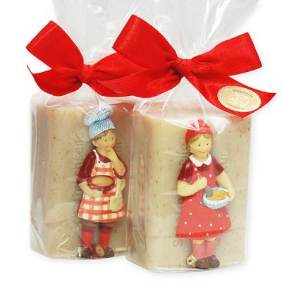 Sheep milk soap 100g decorated with cooking figures in a cellophane, For kitchen 