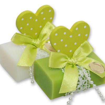 Sheep milk soap 100g, decorated with a heart, Classic/pear 