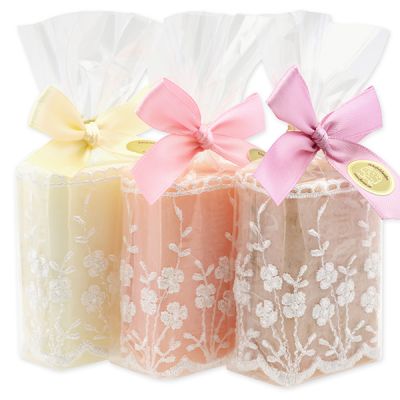 Sheep milk soap 100g, decorated with a flower ribbon in a cellophane, sorted 