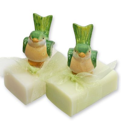 Sheep milk soap 100g decorated with a bird, Classic/Meadow flower 