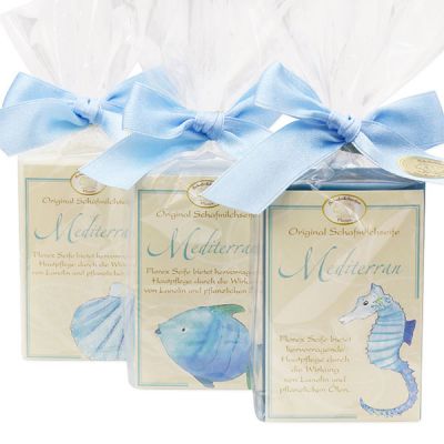 Sheep milk soap 100g decorated with a mediterane-card in a cellophane, sorted 
