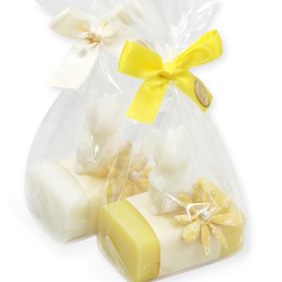 Sheep milk soap 100g decorated with a soap rabbit 23g in a cellophane, Classic/grapefruit 