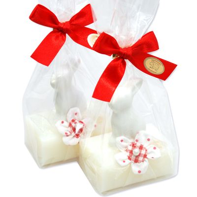 Sheep milk soap 100g decorated with a ceramic rabbit in a cellophane, Classic 
