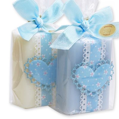 Sheep milk soap 100g decorated with a heart in a cellophane, Classic/forget-me-not 
