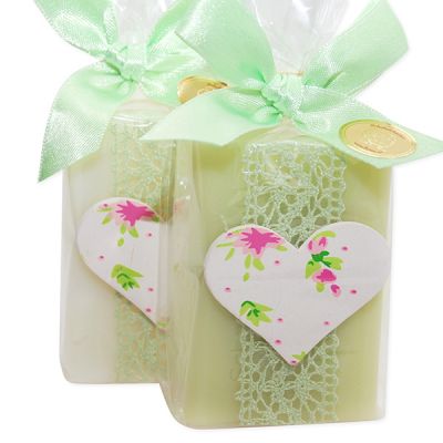 Sheep milk soap 100g, decorated with a heart in a cellophane, Classic/Meadow flower 
