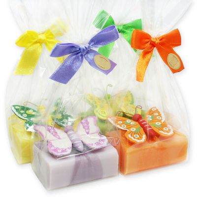 Sheep milk soap 100g decorated with a butterfly in a cellophane bag, sorted 